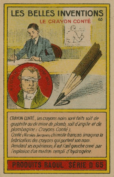 Tarjeta de inventos hermosos, lápiz Conté de French School