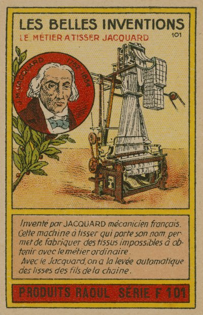 Tarjeta de inventos hermosos, telar Jacquard de French School
