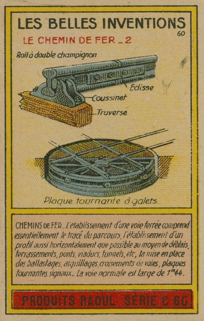 Tarjeta de inventos hermosos, líneas de ferrocarril de French School