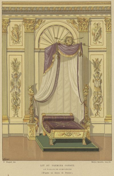 Cama de Napoleón Bonaparte cuando era Primer Cónsul, Palacio de Compiegne, Francia de French School