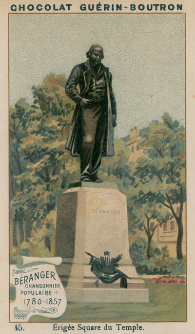 Beranger, Cancionista Popular, 1780-1857, Erigida en Square du Temple de French School