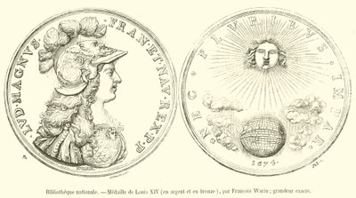 Biblioteca Nacional, Medalla de Luis XIV, en plata y bronce de French School