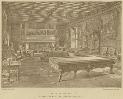 Sala de billar, Chateau de Meillant, cerca de Bourges, Francia de French School