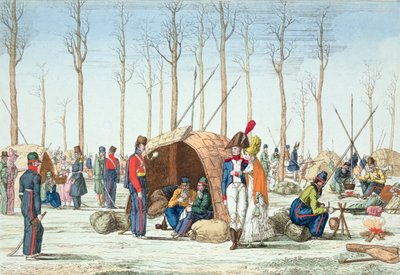 Bivouac de tropas rusas en los Campos Elíseos, París, 31 de marzo de 1814 de French School