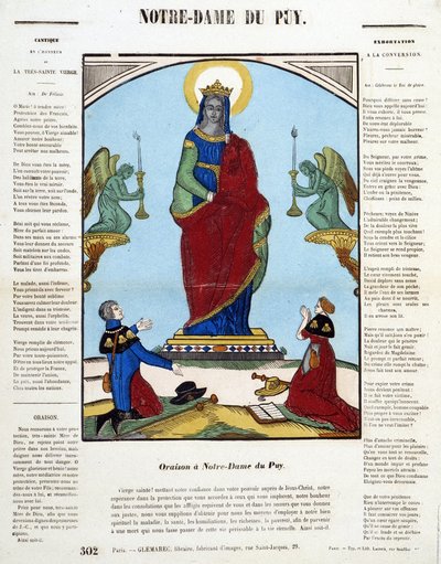 Virgen Negra: Oración en Notre-Dame du Puy - imagen de Epinal, s.f. de French School