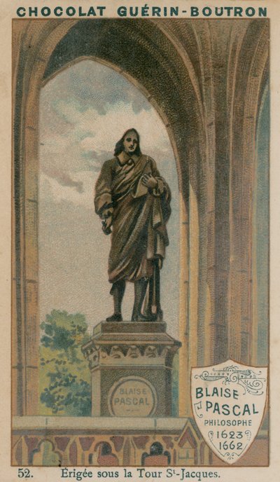 Blaise Pascal, Filósofo, 1623-1662, Erigida bajo la Torre St-Jacques de French School