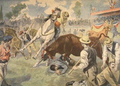 Accidente sangriento en Arles, ilustración de Le Petit Journal: Suplemento ilustrado, 1898 de French School