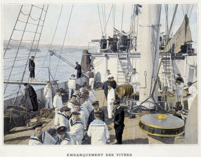Embarque de alimentos - en "Álbum militar - Marina: La vida a bordo" de French School