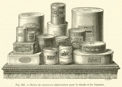Latas de conservas alimenticias para carne y verduras de French School