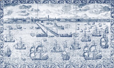 Bombardeo de Dunkerque el 11 de agosto de 1695 de French School