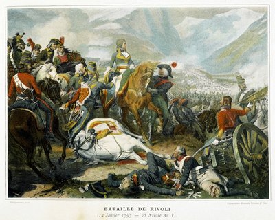 Bonaparte (centro), después de su victoria sobre los austriacos en la Batalla de Rivoli (Italia) el 14 de enero de French School