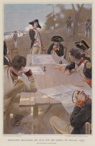 Bonaparte explicando su plan para la toma de Tolón de French School