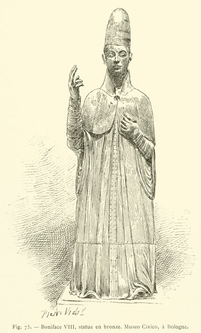 Bonifacio VIII, estatua de bronce, Museo Cívico, en Bolonia de French School
