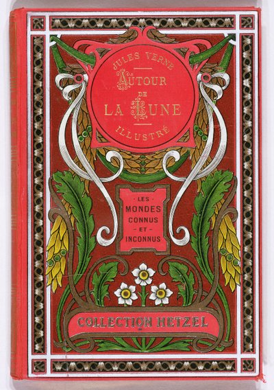 Portada de Alrededor de la luna por Jules Verne (1828-1905), ediciones Hetzel, finales del siglo XIX de French School