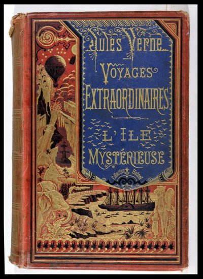 Portada de La isla misteriosa por Jules Verne (1828-1905), ediciones Hetzel 1875 de French School