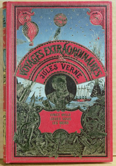 Portada del libro 20,000 leguas de viaje submarino de Jules Verne (1828-1905) 1870 de French School