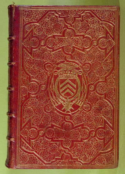 Portada de libro con el escudo de armas de Armand-Jean du Plessis, Cardenal Richelieu (1585-1642) de French School