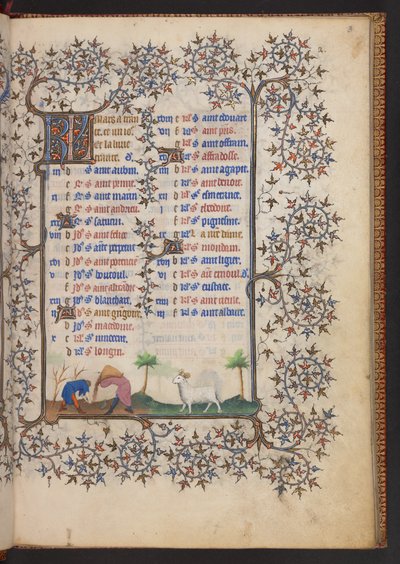 Libro de Horas, Add MS 32454 f.3r, Francia de French School