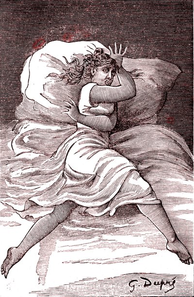 Bordeando la histeria. 1887 (grabado) de French School