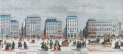 Boulevard Poissonniere - Rue saint Barbe - Rue Saint Etienne - Rue notre dame de Reouvrance - Rue Poissonniere - Grabado en “Tableau-de-Paris” por Edmond Texier 1852 de French School