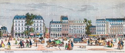 Boulevard Poissonniere lado sur - Rue du Sentier - Rue Saint Fiacre - Grabado en “Tableau-de-Paris” por Edmond Texier 1852 de French School