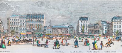 Boulevard des Italiens lado sur y Boulevard des Capucines lado sur - Rue de Choiseul - Bains chinois - Rue de la Michodiere - Pavillon de Hanover - Rue Louis-le-Grand - Grabado en “Tableau-de-Paris” de Edmond Texier 1852 de French School