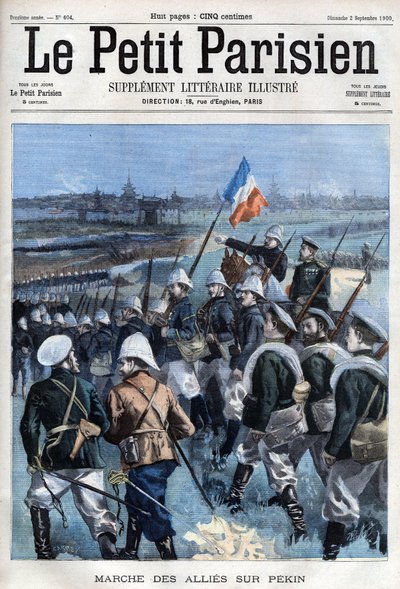 Rebelión de los Bóxers Los Aliados avanzan sobre Pekín - en "Le petit Parisien" de French School