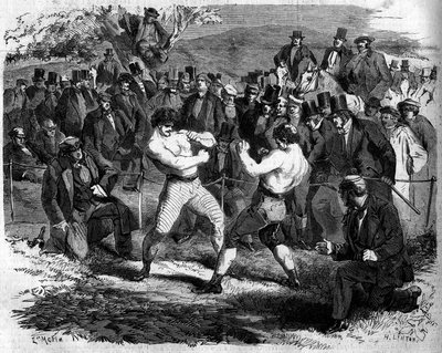 Pelea de boxeo entre el inglés Thomas Sayers y el estadounidense John Carmel Heenan en Aldershot, Inglaterra, 17 de abril de French School
