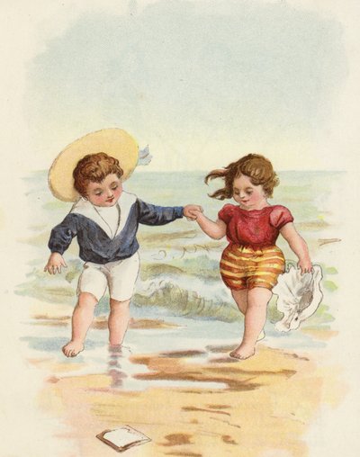 Niño y niña jugando en la playa de French School
