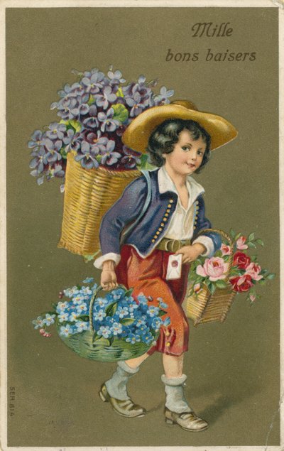 Niño llevando flores de French School
