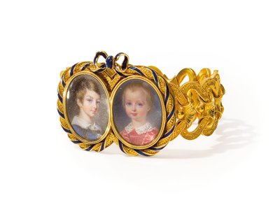 Brazalete con dos miniaturas, Morel & Cie, c.1845 de French School