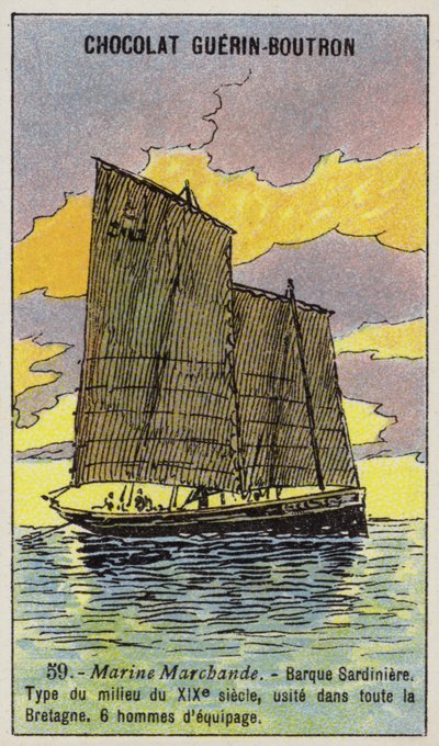 Barco de pesca de sardinas bretón, mediados del siglo XIX de French School