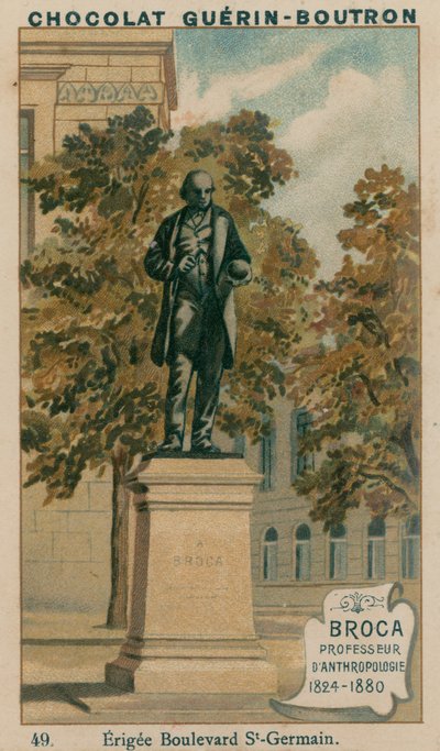 Broca, Profesor de Antropología, 1824-1880, Erigida en Boulevard St-Germain de French School
