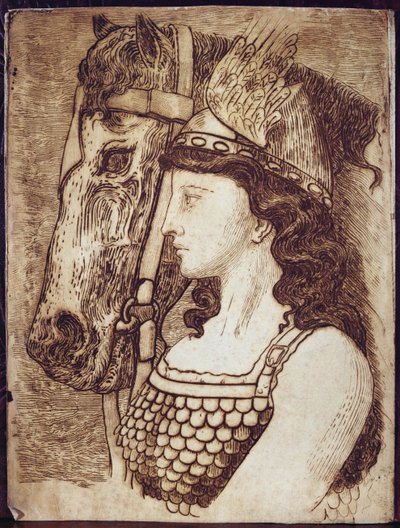 Brunnhilde, ilustración para "Die Walkure" de Richard Wagner (1813-83) (grabado) de French School