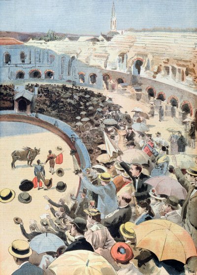 Corrida de toros en Nimes, ilustración de Le Petit Journal, 1894 de French School