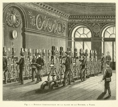 Oficina neumática de la plaza de la Bolsa, en París de French School