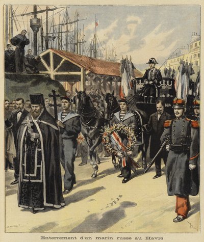 Entierro de un marinero ruso en Le Havre, Francia, 1897 de French School