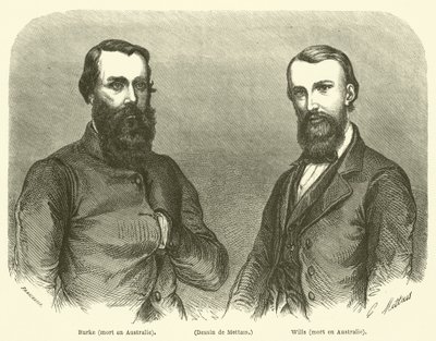 Burke, Wills, fallecido en Australia (grabado) de French School