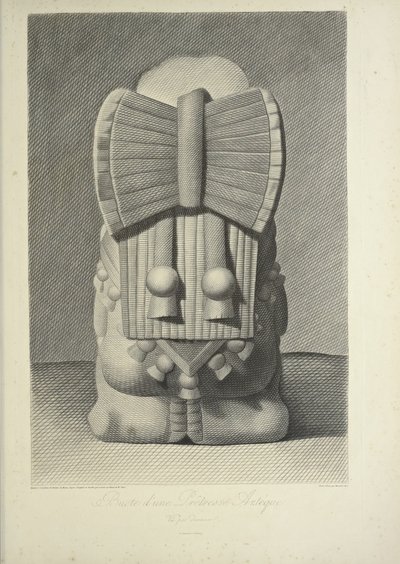 Busto de una sacerdotisa azteca, ilustración de 
