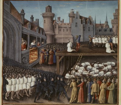 CRUSADES: Ricardo I viendo la decapitación de la guarnición musulmana de Acre el 20... de French School