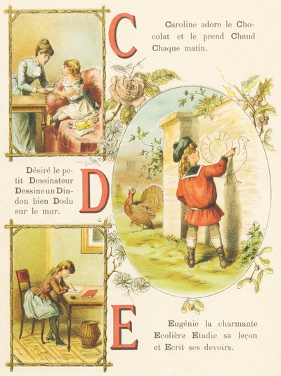 C D E: Chocolate, Dibujante, Pavo de French School