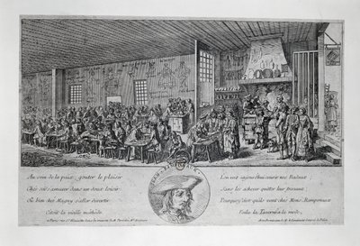 Cabaret du Tambour Royal por Jean Ramponneau, grabado, Francia de French School