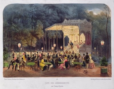 Café des Ambassadeurs, Campos Elíseos, c.1850 de French School