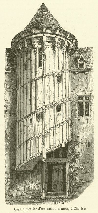 Escalera de un antiguo caserón, en Chartres de French School