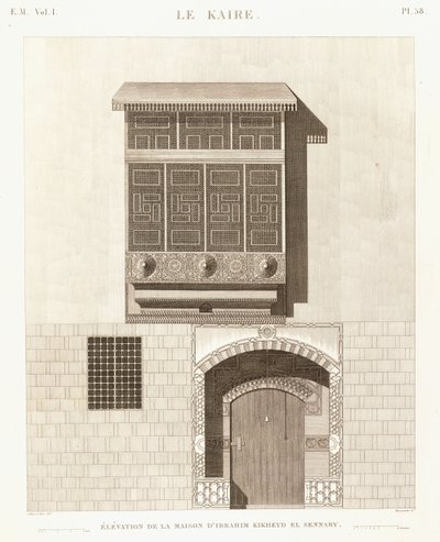El Cairo: elevación de la casa de Ibrahim Kikheyd el Sennary de French School