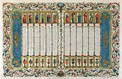 Calendario para 1843 de French School