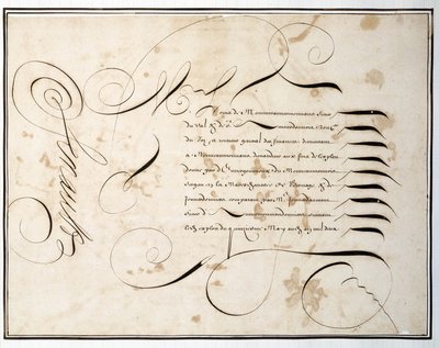 Caligrafía: Carta manuscrita de redonda financiera alrededor de la segunda mitad del siglo XVII por Louis Senault de French School