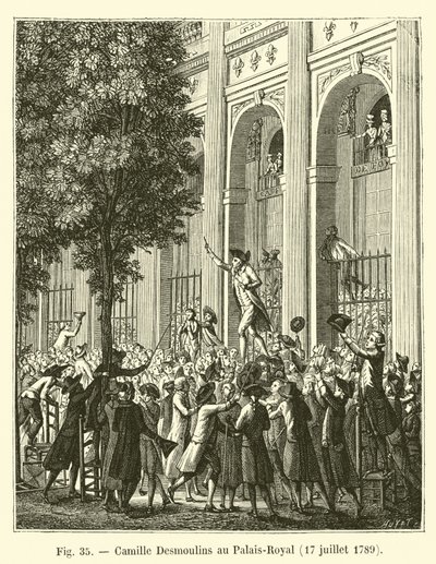 Camille Desmoulins en el Palais-Royal, 17 de julio de 1789 de French School