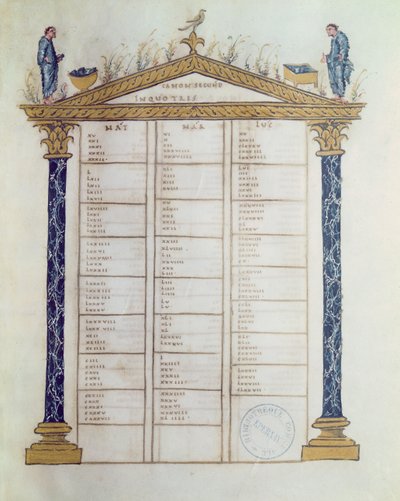 Canon de los Evangelistas, de los Evangelios de Ebbo, c.816-835 de French School