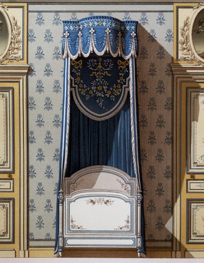 Cama con dosel, diseño decorativo para paredes de dormitorio de French School
